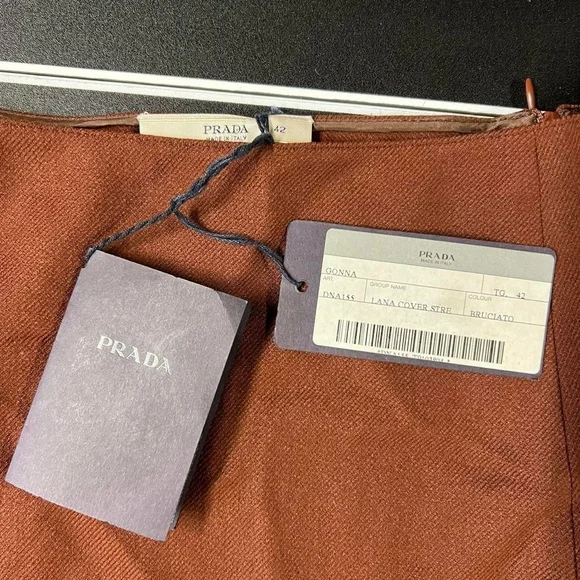 NWT Prada Brown Midi A-line Skirt Pleated Wool New Classic Designer Italy - Picture 6 of 8